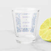 Portugiesisch Tiles Blue Mediterranean Wedding Schnapsglas (Rückseite)