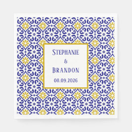 Portugiesisch Tiles Blue Mediterranean Wedding Serviette