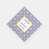 Portugiesisch Tiles Blue Mediterranean Wedding Serviette (Ecke)