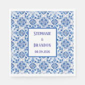Portugiesisch Tiles Blue Mediterranean Wedding Serviette (Vorderseite)