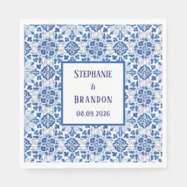 Portugiesisch Tiles Blue Mediterranean Wedding Serviette
