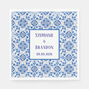Portugiesisch Tiles Blue Mediterranean Wedding Serviette