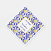 Portugiesisch Tiles Blue Mediterranean Wedding Serviette (Ecke)
