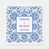 Portugiesisch Tiles Blue Mediterranean Wedding Serviette (Vorderseite)