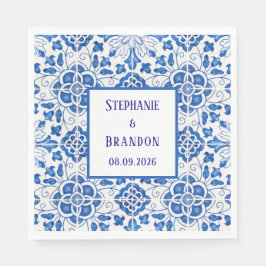 Portugiesisch Tiles Blue Mediterranean Wedding Serviette