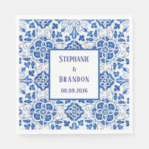 Portugiesisch Tiles Blue Mediterranean Wedding Serviette