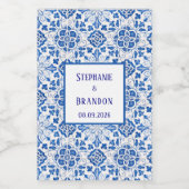 Portugiesisch Tiles Blue Mediterranean Wedding Weinetikett (Einzelnes Label)