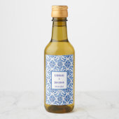 Portugiesisch Tiles Blue Mediterranean Wedding Weinetikett (Vorderseite)