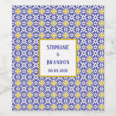 Portugiesisch Tiles Blue Mediterranean Wedding Weinetikett (Einzelnes Label)