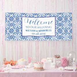 Portugiesisch Tiles Blue Rustic Elegante Wedding Banner