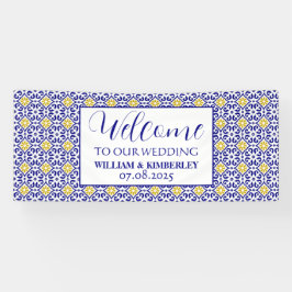 Portugiesisch Tiles Blue Rustic Elegante Wedding Banner