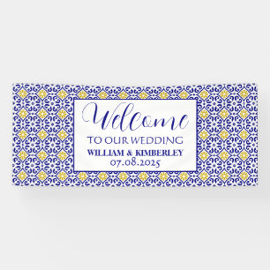 Portugiesisch Tiles Blue Rustic Elegante Wedding Banner