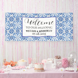 Portugiesisch Tiles Blue Rustic Elegante Wedding Banner