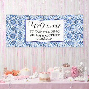 Portugiesisch Tiles Blue Rustic Elegante Wedding Banner