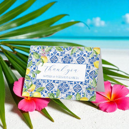 Portugiesisch Tiles Lemons Floral Wedding Vielen D Dankeskarte