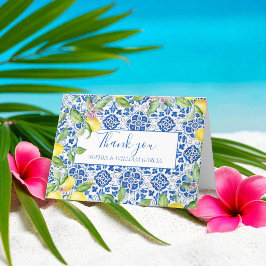 Portugiesisch Tiles Lemons Floral Wedding Vielen D Dankeskarte