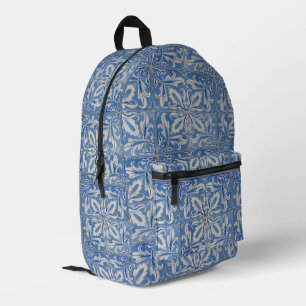 Portugiesisch Tiles Vintag Azulejos Blue White Bedruckter Rucksack