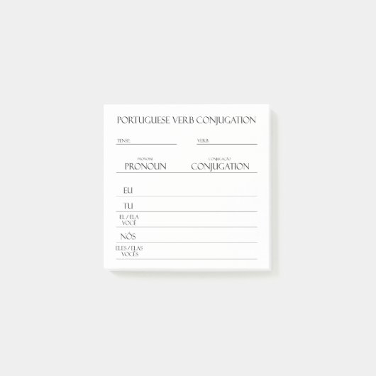 Portugiesisch | Verbs Conjugation Practice Post-it Klebezettel (Vorderseite)