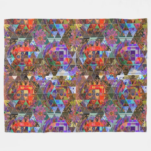 Portugiesische abstrakte Volkskunst Fleecedecke (Vorderseite (Horizontal))