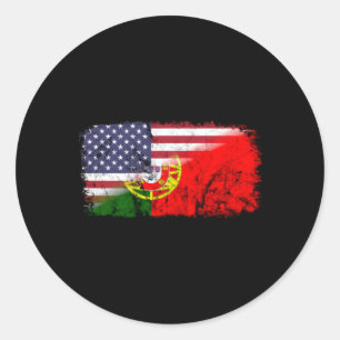 Portugiesische amerikanische Flagge - Amerikanisch Runder Aufkleber