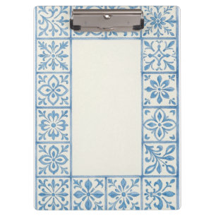 Portugiesische Azulejo-Fliese blau stationäres Des Klemmbrett
