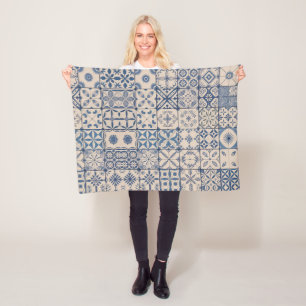 Portugiesische Azulejo-Fliesen-Plüschdecke – Cozy Fleecedecke