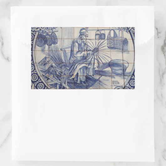 Portugiesische Azulejo-Fliesen Rechteckiger Aufkleber (Tasche)