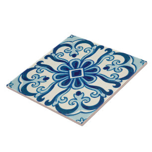 Portugiesische Azulejos Blaue Blumenelemente Fliese