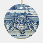 Portugiesische blau-weiße Wandfliesen mit Engeln Keramik Ornament (Vorne)