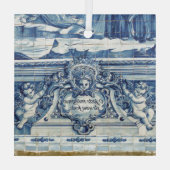 Portugiesische blau-weiße Wandfliesen mit Engeln Ornament Aus Glas (Rückseite)