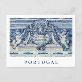 Portugiesische blau-weiße Wandfliesen mit Engeln Postkarte