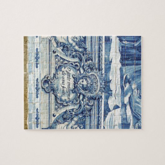Portugiesische blau-weiße Wandfliesen mit Engeln Puzzle (Horizontal)