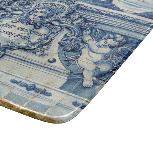 Portugiesische blau-weiße Wandfliesen mit Engeln Schneidebrett (Ecke)