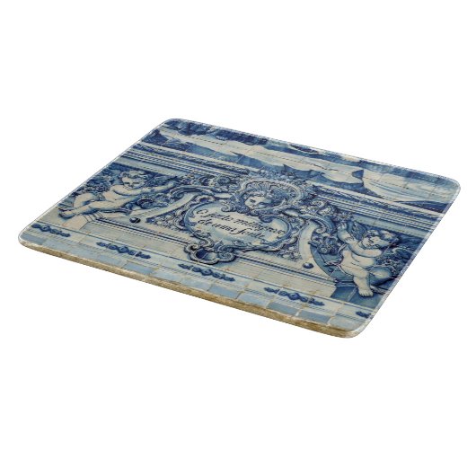 Portugiesische blau-weiße Wandfliesen mit Engeln Schneidebrett (Ecke)