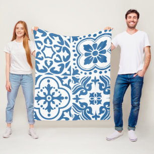 Portugiesische blaue Fliesen 2 Fleecedecke