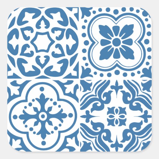 Portugiesische blaue Fliesen 2 Quadratischer Aufkleber (Vorderseite)
