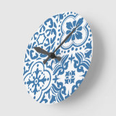 Portugiesische blaue Fliesen 2 Runde Wanduhr (Winkel)