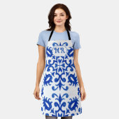 Portugiesische blaue Fliesenmonogramm  Schürze (Getragen)
