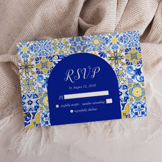 Portugiesische Blaue Gelbe Weiße Fliesen Bogen Hoc RSVP Karte