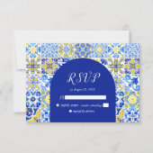 Portugiesische Blaue Gelbe Weiße Fliesen Bogen Hoc RSVP Karte (Vorderseite)