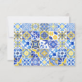 Portugiesische Blaue Gelbe Weiße Fliesen Bogen Hoc RSVP Karte (Rückseite)