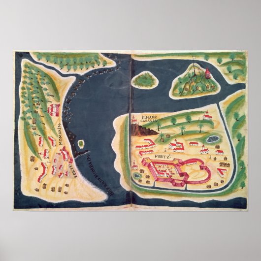 Portugiesische Erkundungskarte von Mombassa Poster (Vorne)