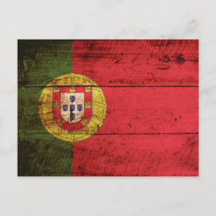 Portugiesische Flagge für Altholzkörner Postkarte