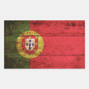 Portugiesische Flagge für Altholzkörner Rechteckiger Aufkleber