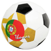 Portugiesische Flagge für Fußball und Gold (Dreiviertel)