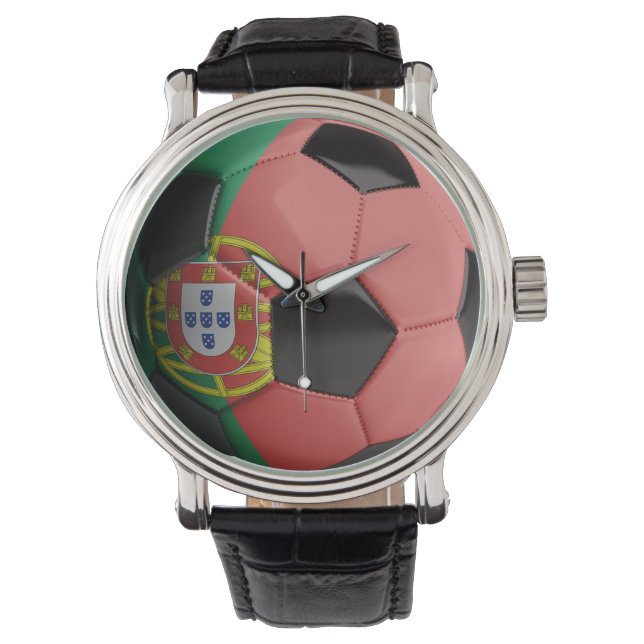Portugiesische Flagge Fußball Armbanduhr (Vorderseite)