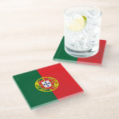 portugiesische Flagge Glasuntersetzer (Schrägansicht)
