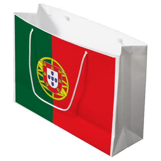 portugiesische Flagge Große Geschenktüte (Vorderseite Schrägansicht)