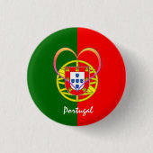 Portugiesische Flagge & Herz - Portugal /Sportfans Button (Vorderseite)