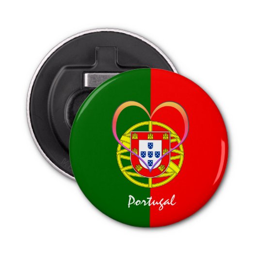 Portugiesische Flagge & Herz - Portugal/Sportfans Flaschenöffner (Vorderseite)